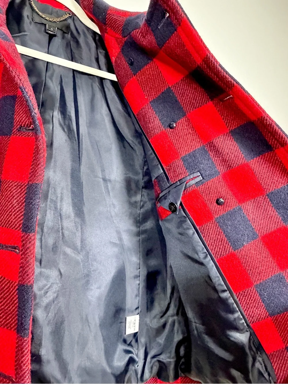 J. Crew Buffalo Plaid Peacoat Wool Jacket Red Navy Blue Checkered Plaid Women 4